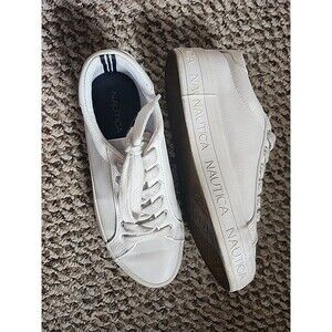 Nautica Aelisa Women’s  Flatform Sneakers White Faux Leather 7 NavTech Comfort